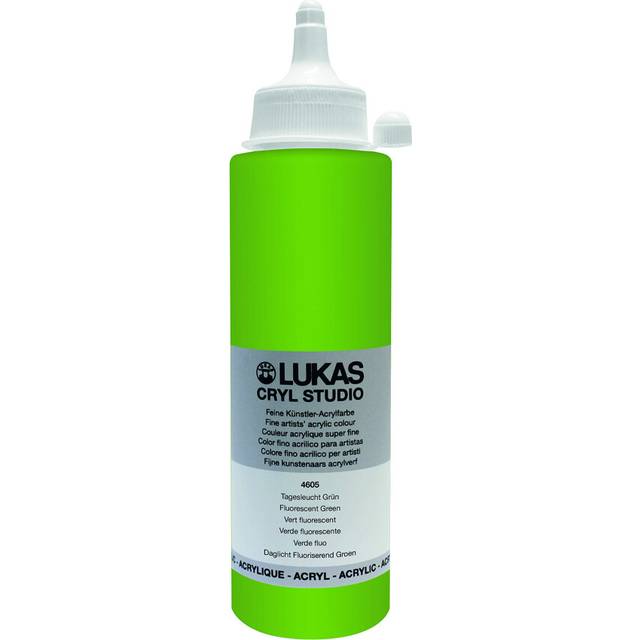 LUKAS CRYL Studio Artists Paint High Pigment Concentration Paint - 250 ml Bottle - Fluorescent Green
