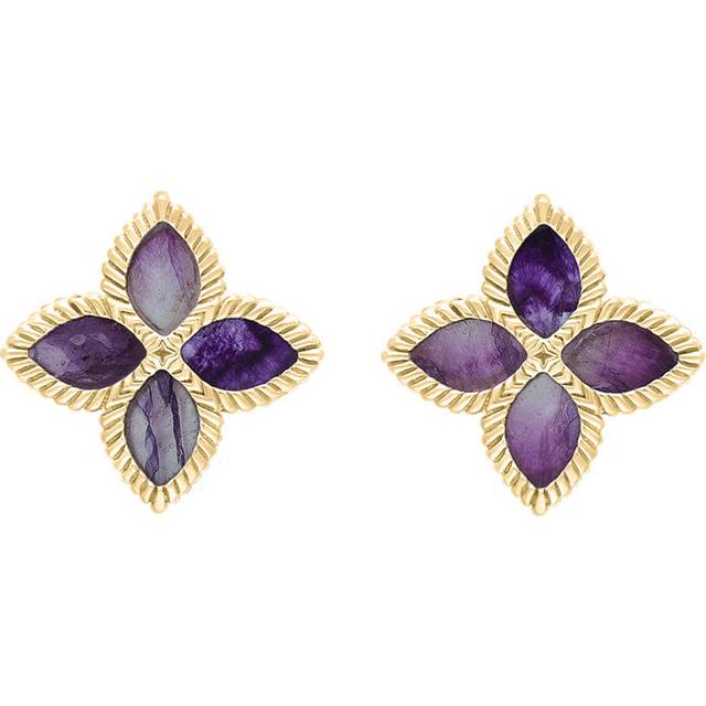 9ct Yellow Gold Blue John eden Marquise Flower Stud Earrings