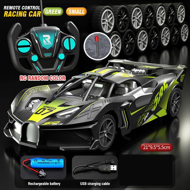 (Green 21cm) Rc Car 4Ch High-Speed Remote Control Drift Racing Car Electric Sportscar Toy Vehicle Model Toys for