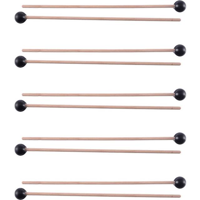 10Pcs Soft Rubber Head Sticks Wood Handle Bell Mallets for Glockenspiel Xylophone Bell Music Instruments Parts Black