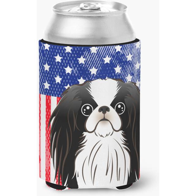"""""Caroline's Treasures BB2160CC American Flag And Japanese Chin Can Or Bottle Hugger  Multicolor"""""
