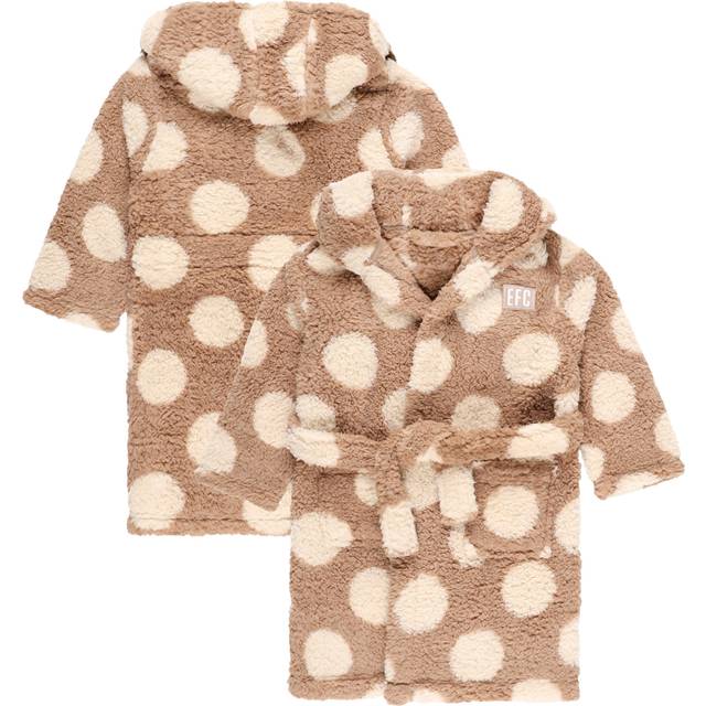 Everton Polka Dot Fleece Hooded Robe - Beige - Girls