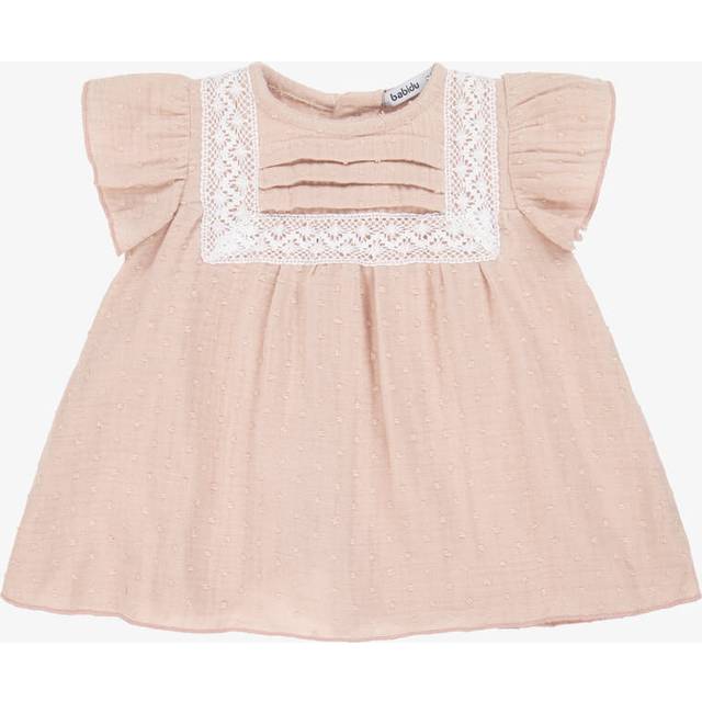 Babidu Baby Girls Pink Plumeti Cotton Muslin Dress - 24 month