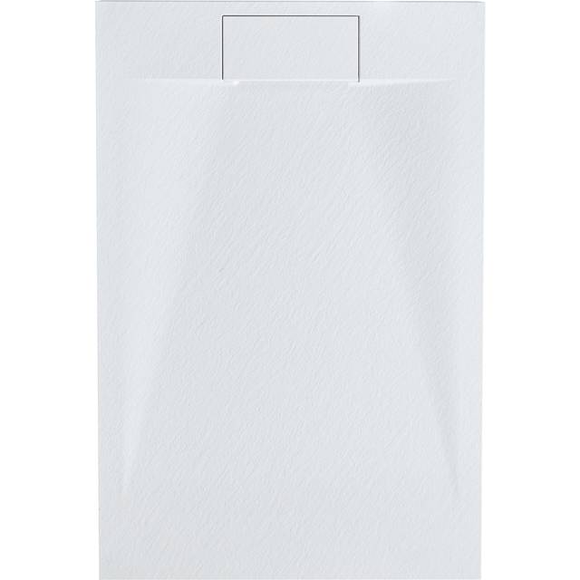 Beliani - Minimalist Shower Tray with Drain smc Natural Stone Effect White 80 x 120 x 3 cm Azzurro