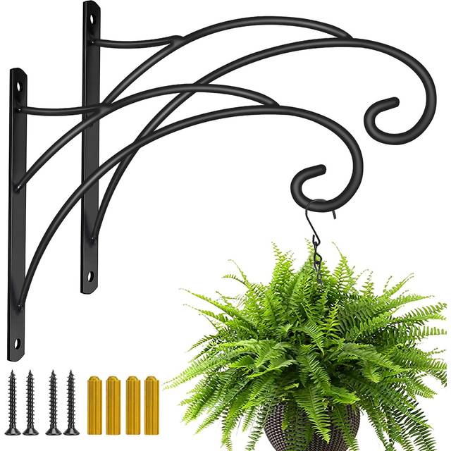 Hanging Plant Brackets  Pack of 2 Iron Hanging Basket Bracket Durable Weather-Resistant Outdoor Plant Hooks for Hanging Plant Lantern Windchime Birdho
