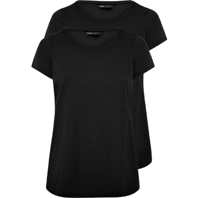 Yours 2 Pack Curve Black Core Tshirts, Women's Curve & Plus Size, Yours - 34-36