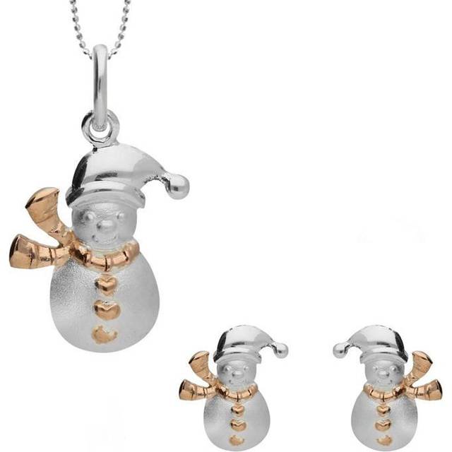 Rose Gold Plated Sterling Silver Snowman Two Piece Set