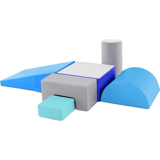 Costway 6 Piece Blue Kids Foam Climbing Blocks Playset