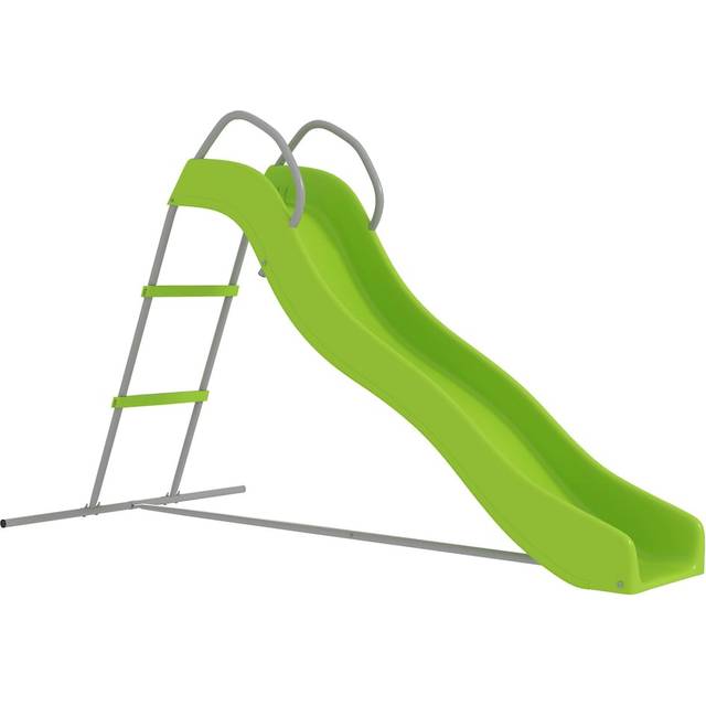 AIYAPLAY Freestanding Garden Wavy Slide for Kids with Climbing Ladder, Green, Green