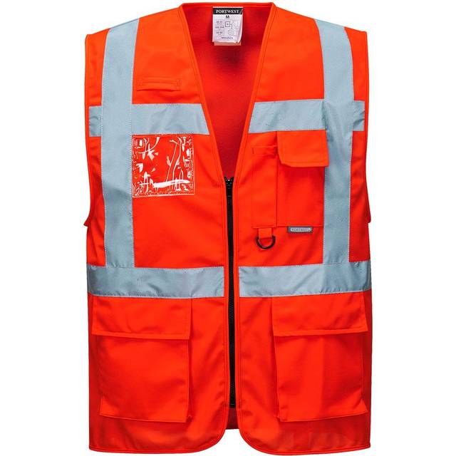 (S, Red) Portwest Mens Berlin Hi-Vis Vest