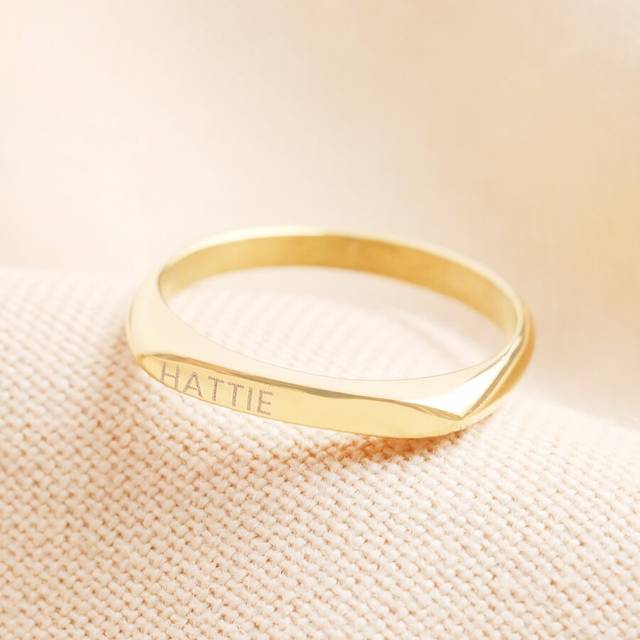Personalised Stainless Steel Slim Signet Ring in Gold - gold/gold - one size