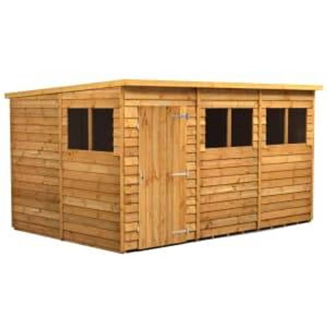 Powersheds Pent Overlap Dip Treated Shed - 12 x 8ft - Brown