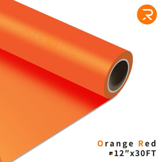 Heat Transfer Vinyl Roll - 12"x30 Ft (36 Colors）, Orange Red