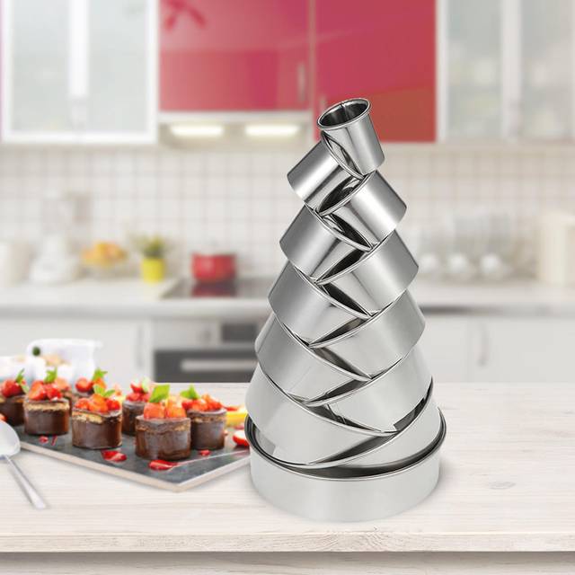 12pcs/set Multifunctional Stainless Steel Circle Cookie Cutter DIY Fondant Cake Decoration Molds