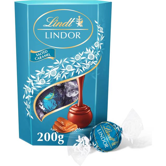 Lindt lindor salted caramel milk chocolate truffles box - approx 16 balls, 200g