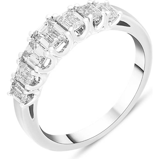 Platinum 1.16ct Diamond Emerald Cut Graduated Half Eternity Ring - Platinum
