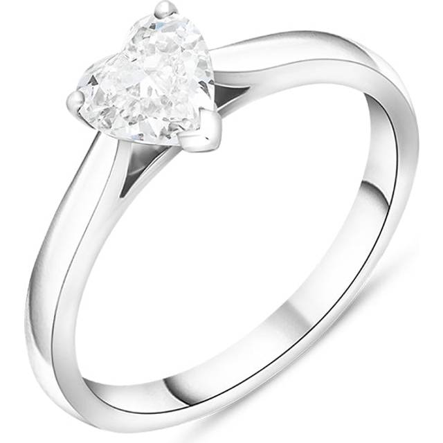 Platinum 0.71ct Diamond Heart Cut Solitaire Ring - Silver