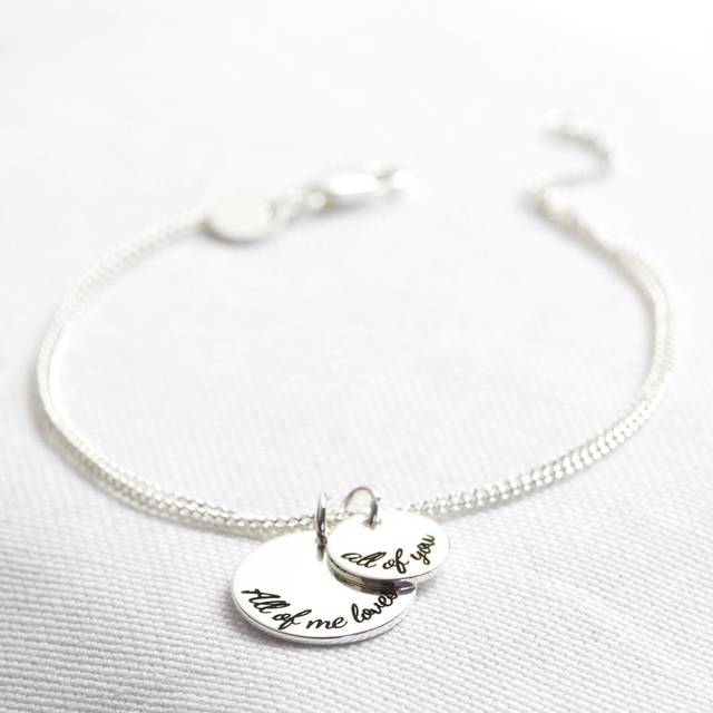 Personalised Double Disc Charm Bracelet - silver/gold/rose gold - small