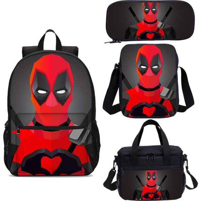 Funny Deadpool Comics Student Big School Backpack Cooler Lunch Bag Pen Case Lot