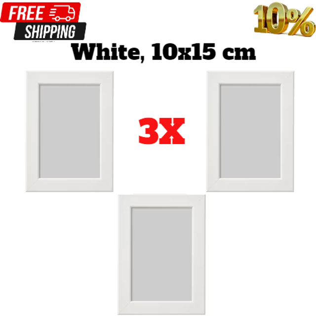 3x ikea fiskbo photo frame picture document,house decor, white, 10x15 cm