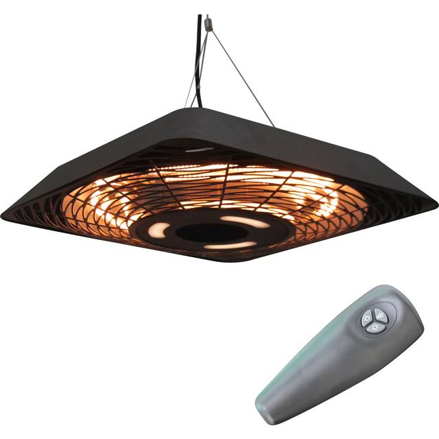 Outsunny 2000w Electric Hanging Patio Heater Ceiling Mounted Halogen Heating With Remote Control Aluminium