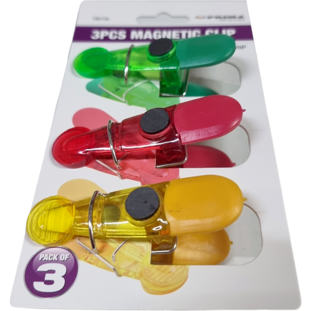 3pc magnetic multi use clips fridge magnets soft grip bulldog clips notes memos
