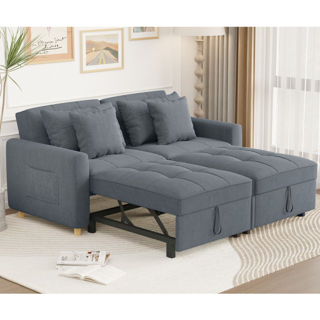 (Dark Grey) YODOLLA 3-in-1 Sofa Bed Double Sleeper Chair Bed