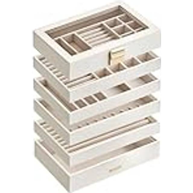 4-Tier Stackable Jewellery Trays, Cloud White / 6-Tier