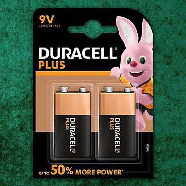 2 pack duracell plus power 9v 6lr61 lr22 mn1604 pp3 batteries block smoke alarm