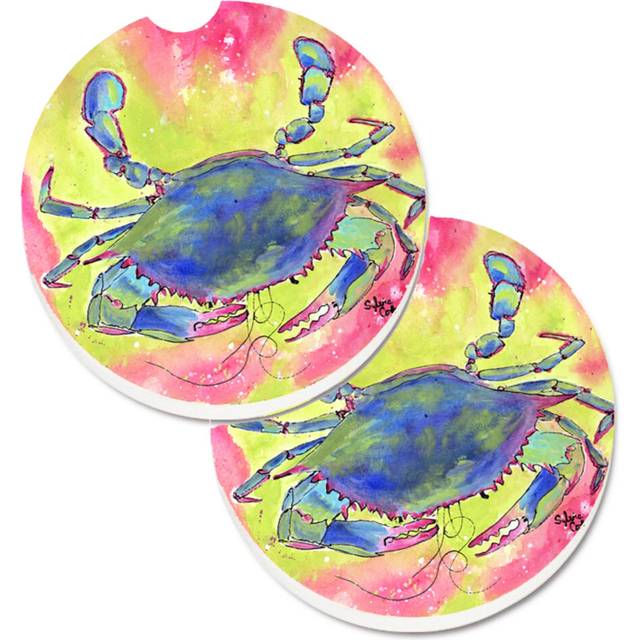 """""Caroline's Treasures Crab Set of 2 Cup Holder Car Coasters 8343CARC  2.56  Multicolor"""""