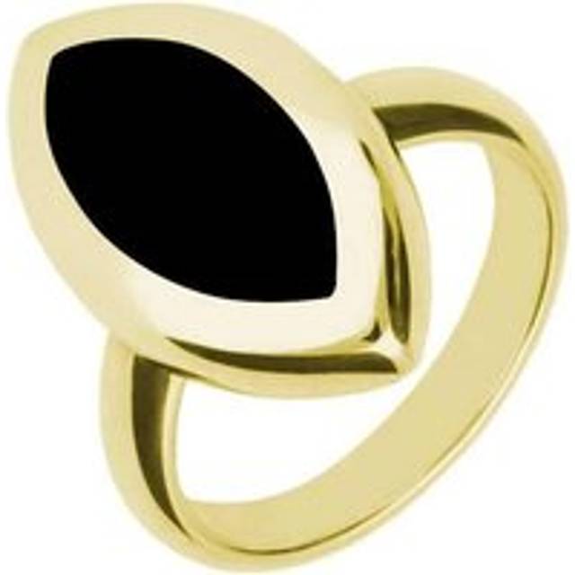9ct Yellow Gold Whitby Jet Framed Marquise Ring - Yellow Gold