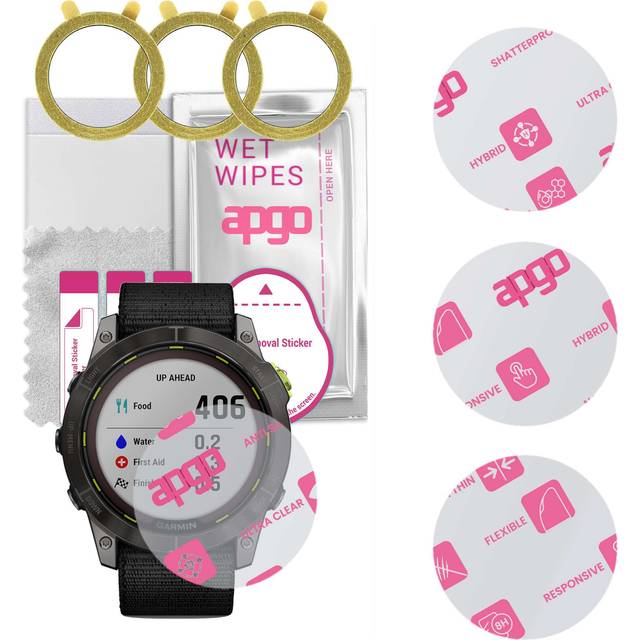 3x apgo Ultra-Clear Hybrid protective glass compatible with Garmin Enduro 2, flexible nano glass, great replacement for tempered glass, scratch-resist