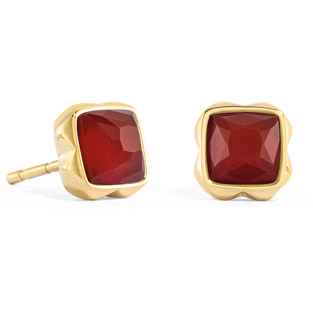 COEUR DE LION Birthstone Januar Ohrringe Roter Achat Gold