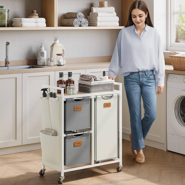 Rolling Laundry Hamper with Handles - Dove Grey (80.5cm H X 68.6cm W X 13cm D)
