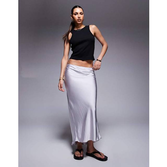 River Island Womens Silver Satin Maxi Skirt - 6
