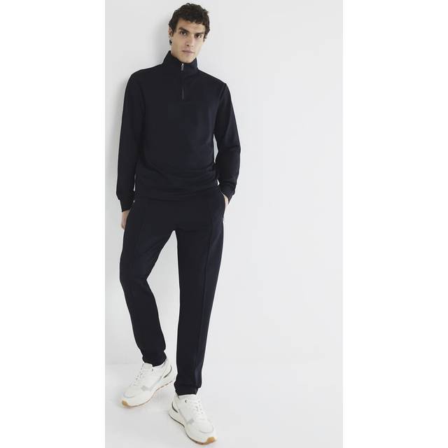River Island Slim Twill Smart Joggers - Navy, Navy, Size S, Men