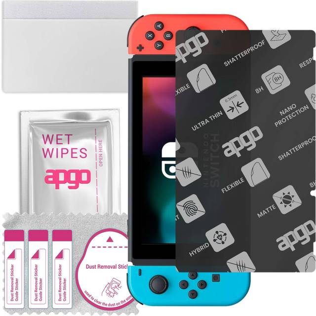 apgo MATTE Hybrid protective glass compatible with Nintendo Switch, flexible nano glass, great replacement for tempered glass, scratch-resistant, full