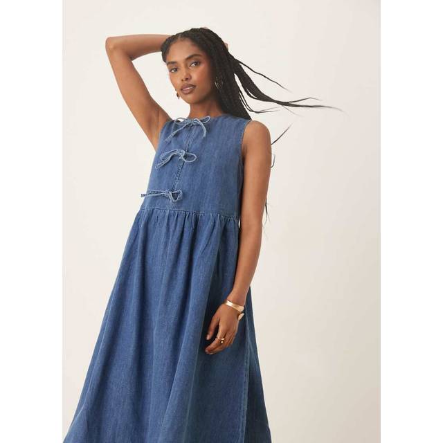 Nobody's Child Eden Tie Front Pure Organic Cotton Denim Dress, Denim