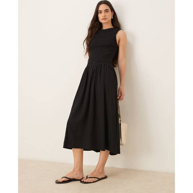 Mango Maya Sleeveless Fit and Flare Midi Dress, Black