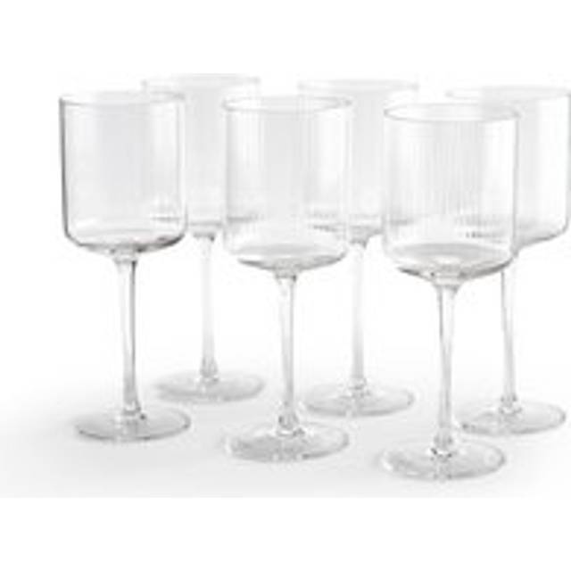 Set of 6 Stria Ribbed Glass Wine Glasses - Transparent - ONE SIZE