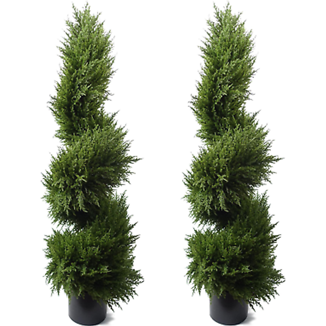 Premium Artificial Cypress Sprial Topiary - Green