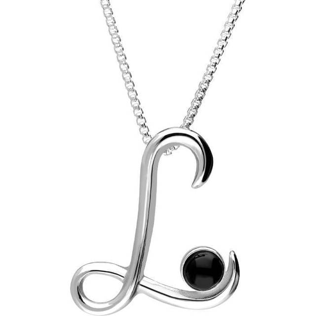 Sterling Silver Whitby Jet Love Letters Initial L Necklace - Option1 Value Silver