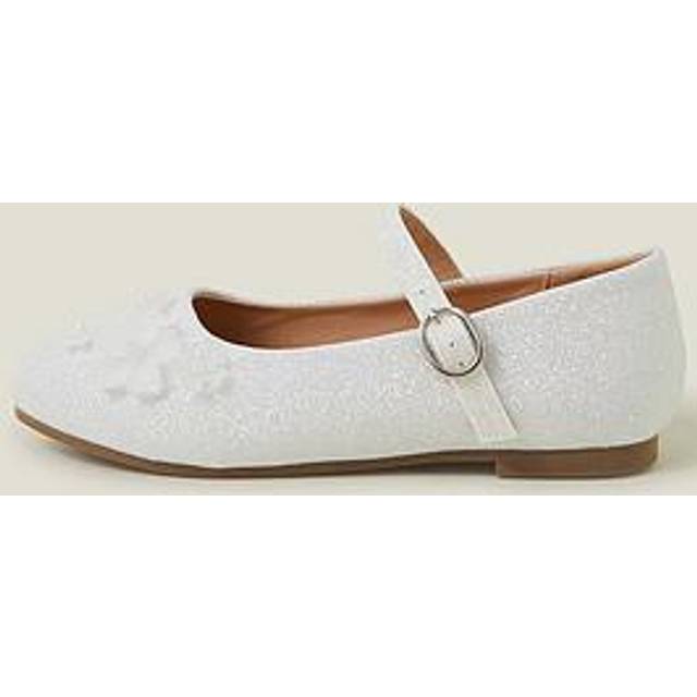 Angels by Accessorize Kids' Gem Flower Ballerina Shoes, Ivory