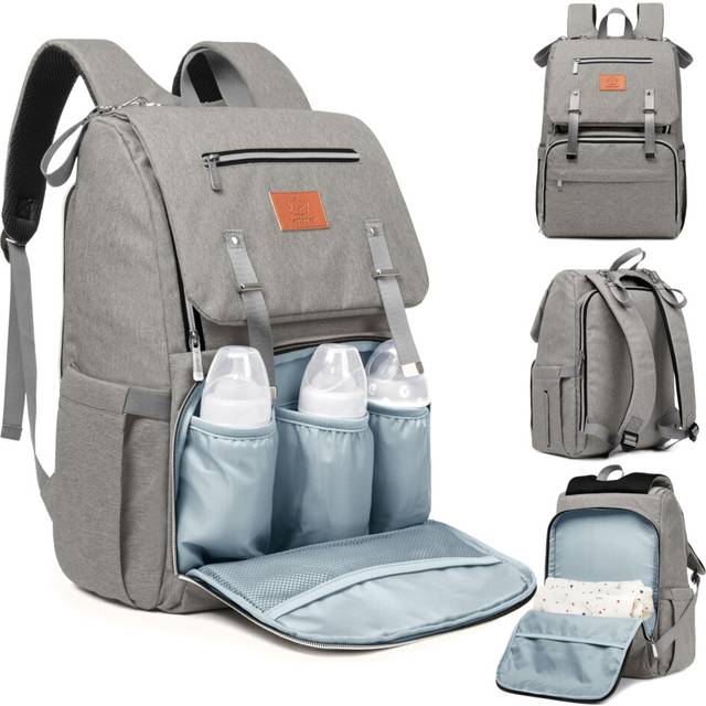 Diaper Bag Backpack, Waterproof Multi Function Baby Travel Bags (Classic Gray)