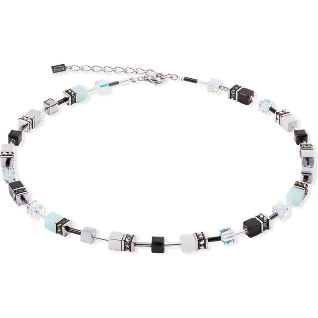 Coeur De Lion Classic GEOCUBE Necklace Soft Aqua For Women - blue/silver