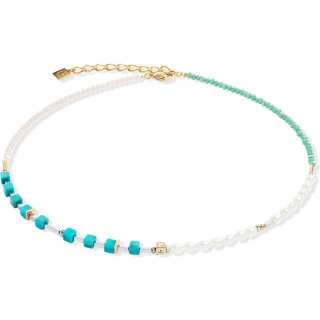 COEUR DE LION Princess Fusion Pearls Necklace, Gold/Turquoise