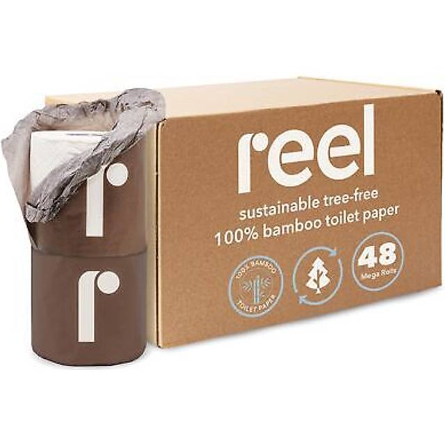 Reel Premium Bamboo Toilet Paper - 2 Pack - 48 Rolls of Toilet Paper - 3-Ply Made from Tree-Free, 100% Bamboo Fibers - Eco-Friendly Zero Plastic