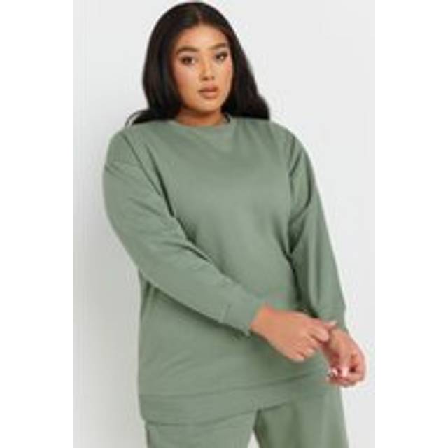 Yours Curve Sage Green Long Sleeve Crew Neck Sweatshirt, Women's Curve & Plus Size, Yours - 20