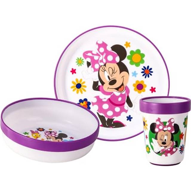 Minnie Mouse 3pcs Bicolor Set Plate, Bowl & Tumbler, BPA Free
