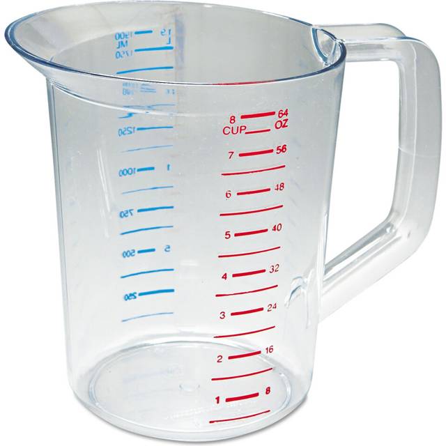Rubbermaid Commercial Products Bouncer Clear Measuring Cup  8-Cup/2-Quart  Clear  Strong Food Grade  For use with -40-degree F to 212-degree F  Easy R